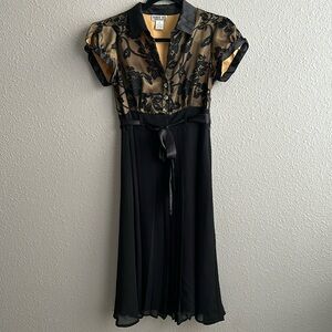 Robbie‎ Bee short sleeve mesh floral pleated skirt midi party dress
